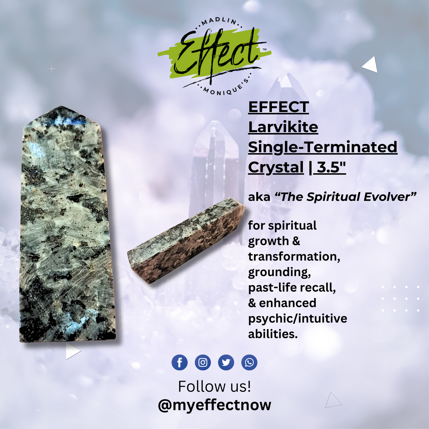 EFFECT Larvikite Single-Terminated Crystal | 3.5"