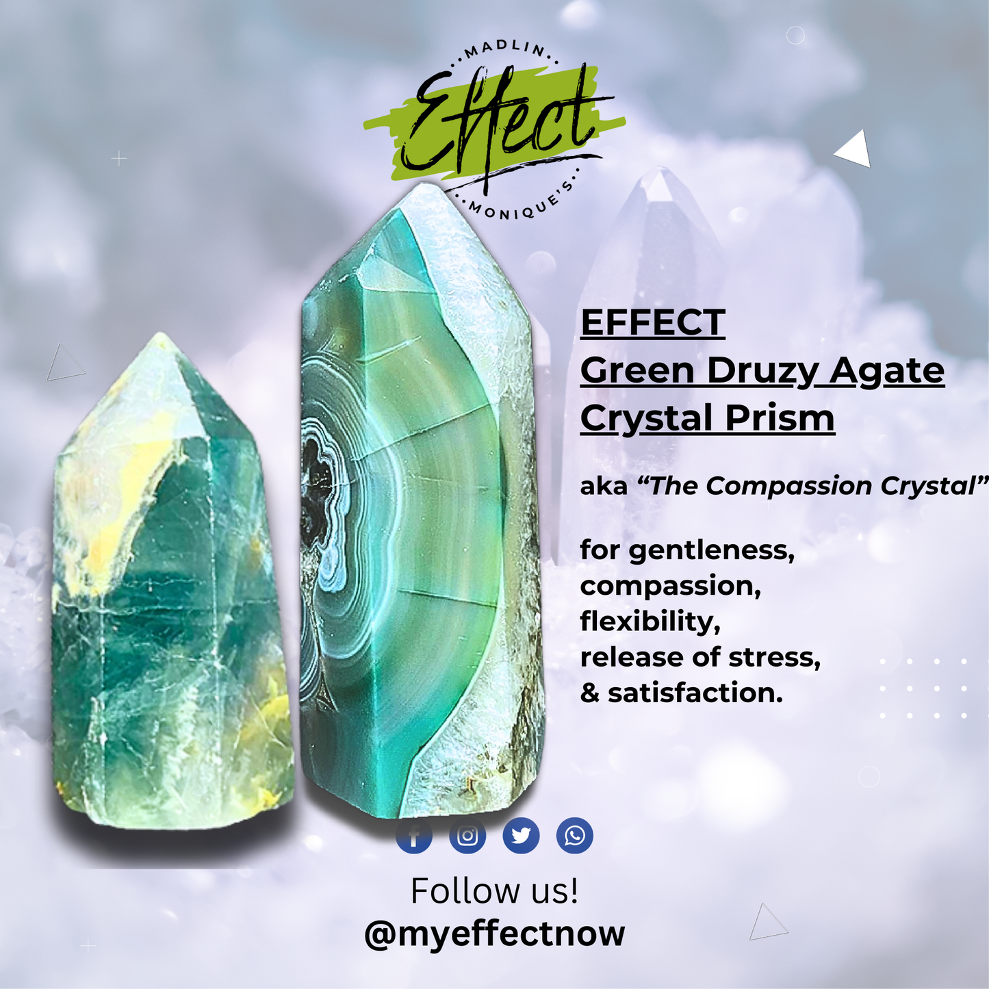 EFFECT Green Druzy Agate Crystal Prism