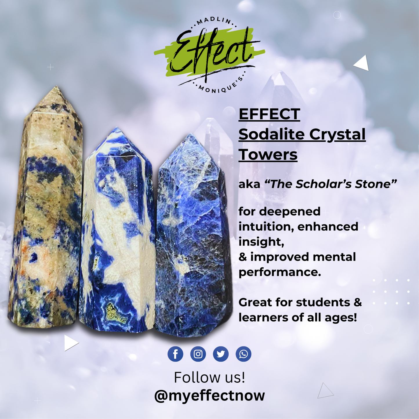 EFFECT Sodalite Crystal Towers (Set of 3!)